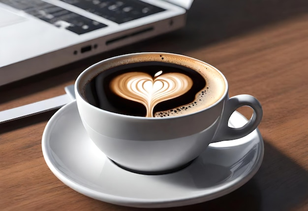 une tasse de café avec un cœur en haut.