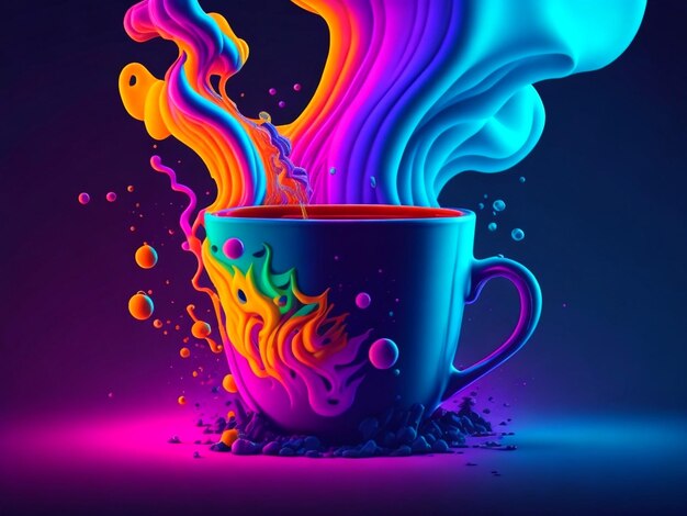 Photo une tasse de café colorée