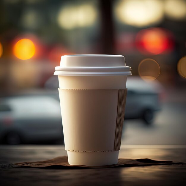 Une tasse à café avec un couvercle pour maquette