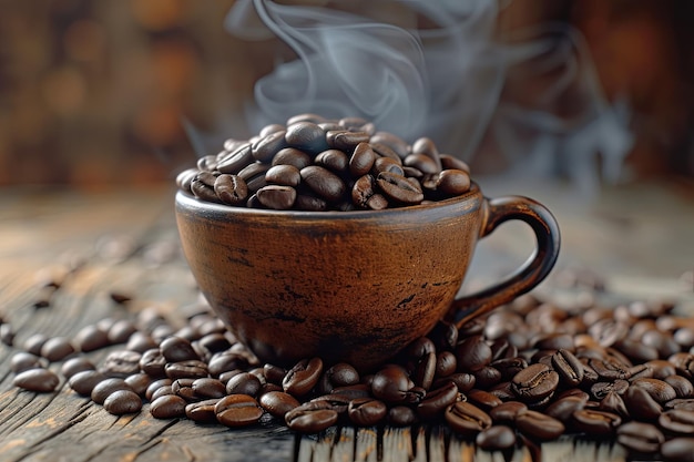 Une tasse de café dans laquelle le café est brassé dans un café