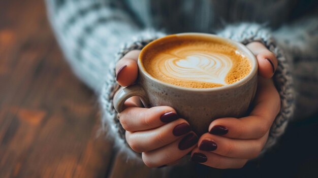 tasse de café dans les mains mise au point sélective IA générative