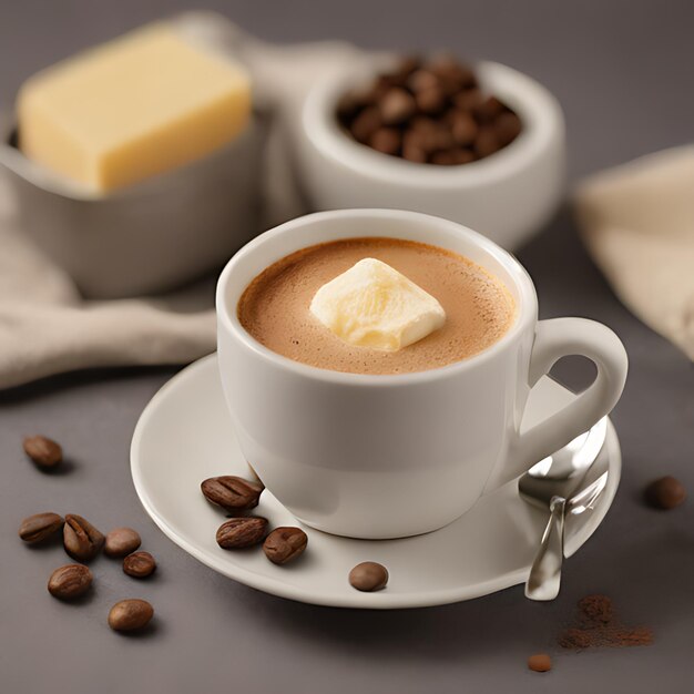 Photo une tasse de café avec du café et des grains de café