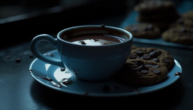 tasse de café avec du chocolat tasse de cafe avec du chocolate tasse de cafè