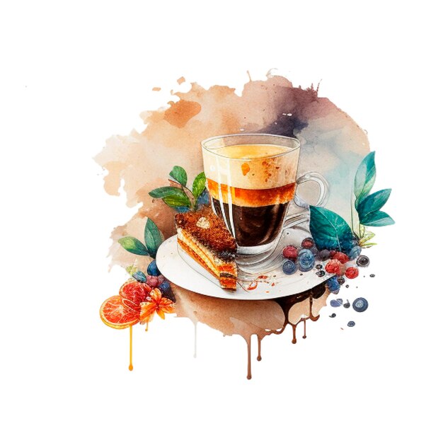 tasse de café avec du chocolat tasse de chocolat avec un croissant tasse de café avec un dessert café de