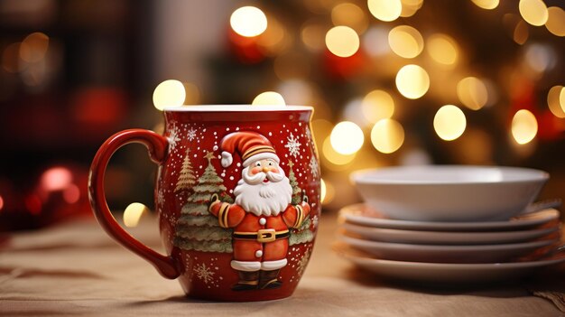 Photo la tasse de café du père noël sur la table