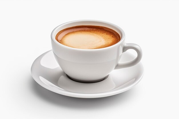 Photo une tasse de café espresso chaud en 3d isolée sur un fond blanc