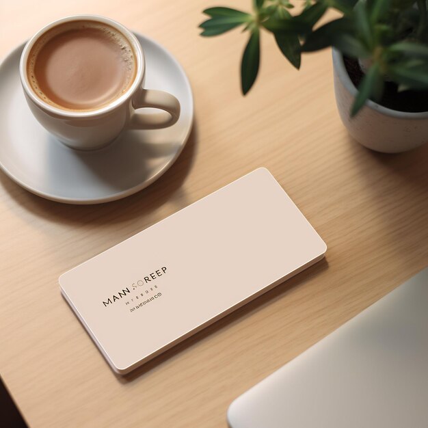 Une tasse de café est posée sur une table à côté d'un ordinateur portable.