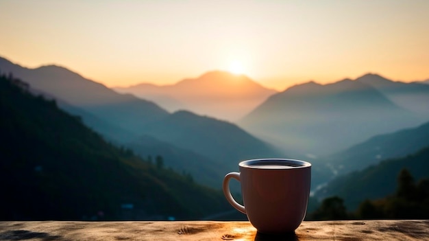 Tasse de café sur le fond de la nature Generative AI