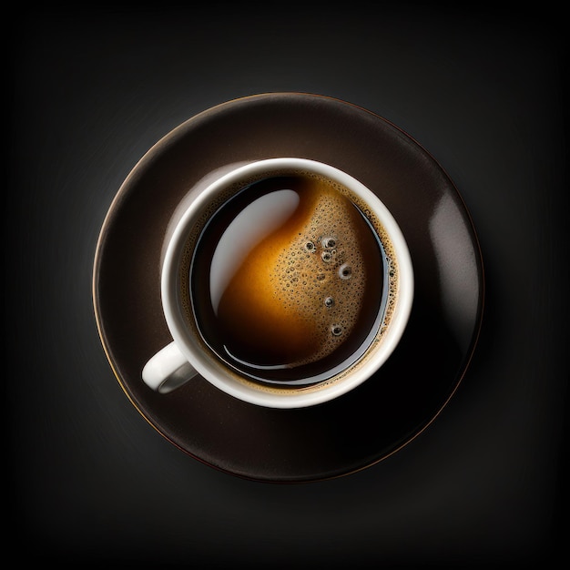 Tasse de café sur fond noir IA générative