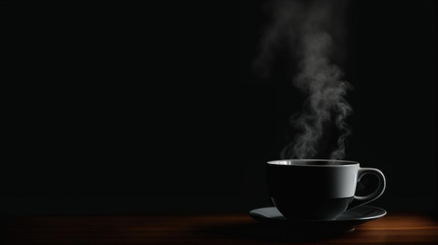 Une tasse de café sur fond sombre Generative AI