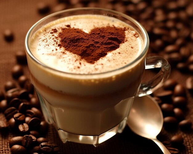 Une tasse de café en forme d'amour