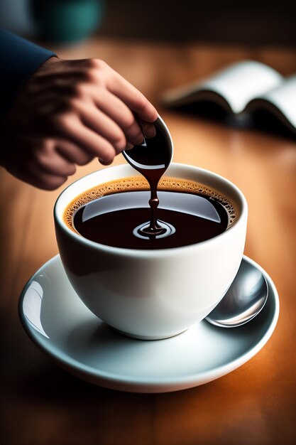 Tasse à café avec de la fumée qui en sort générée Ai