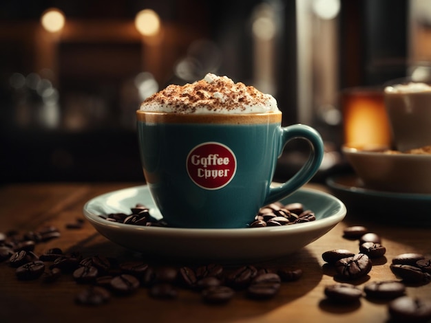 Tasse de café avec des grains de café