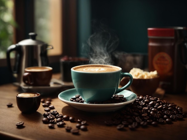 Tasse de café avec des grains de café