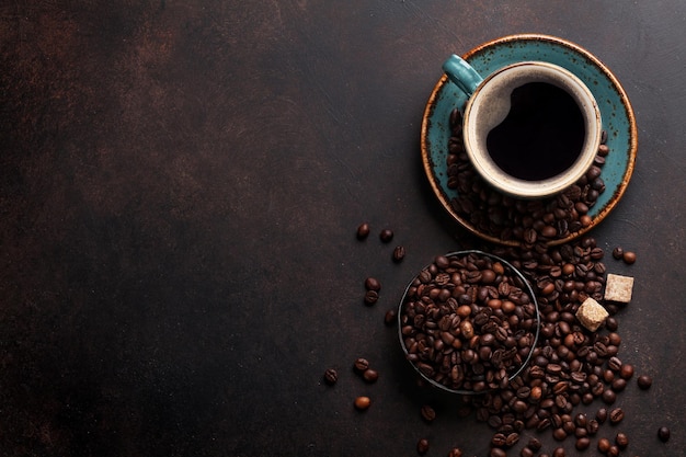 Tasse à café en grains et sucre