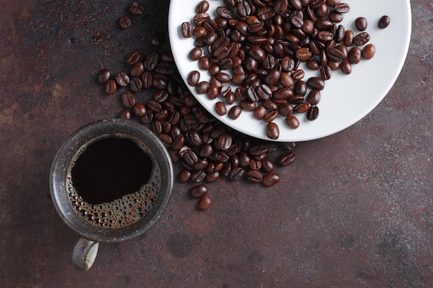 Tasse de café et de haricots