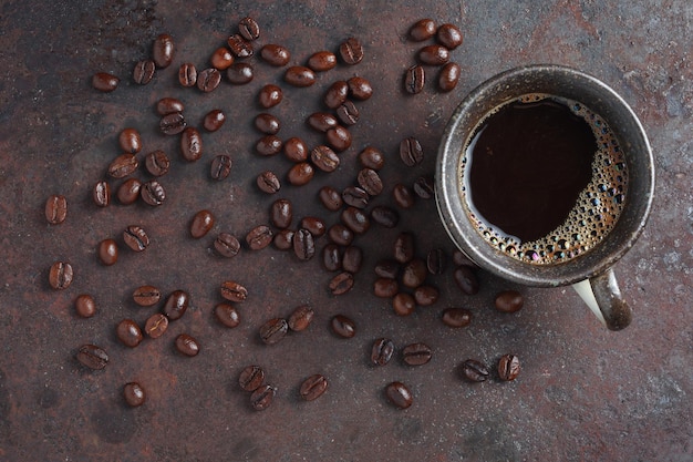 Tasse de café et de haricots