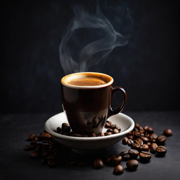 Photo une tasse de café avec des haricots