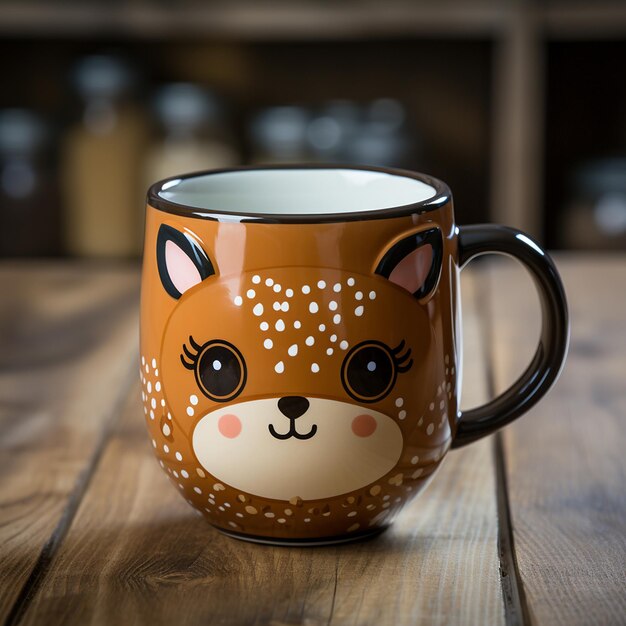 Une tasse de café isolée sur une table en bois