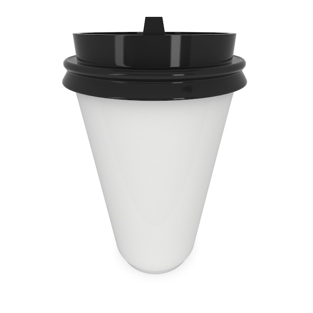 Tasse à café jetable Tasse en papier vierge avec capuchon en plastique noir