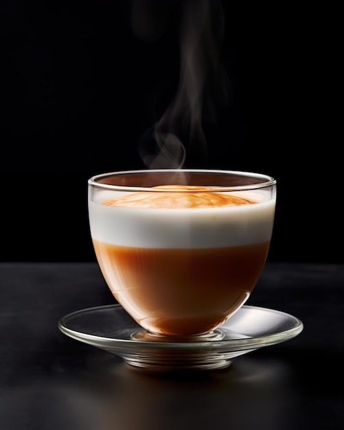 Une tasse de café latte chaud à la vapeur.