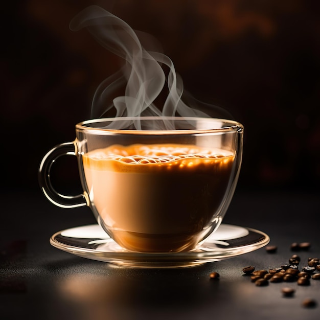 Une tasse de café latte chaud à la vapeur.