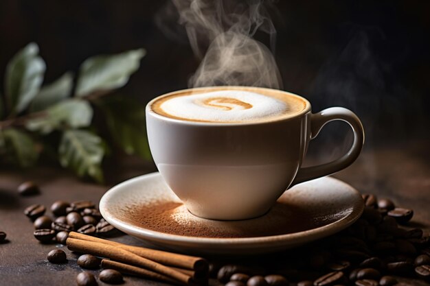 Photo une tasse de café avec une lettre dessus