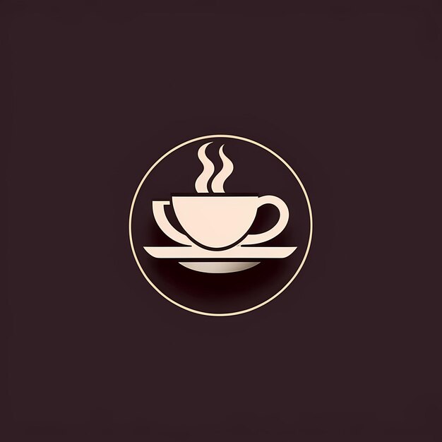 Photo une tasse de café sur un logo sombre