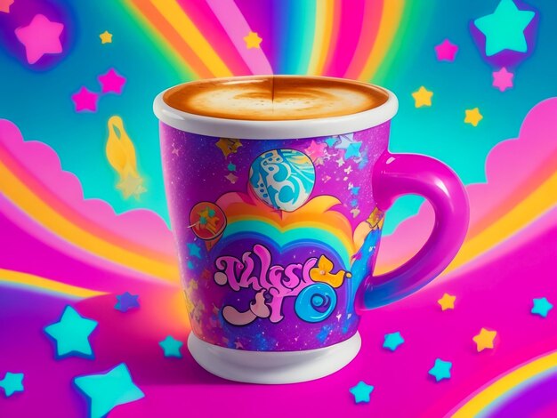 Tasse à café magique dans un style Lisa Frank