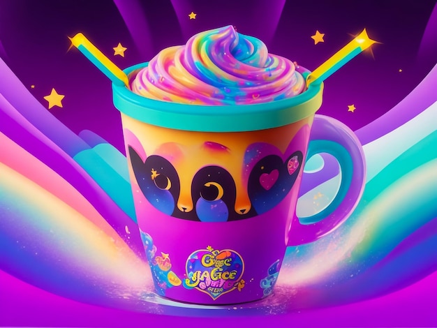 Tasse à café magique dans un style Lisa Frank