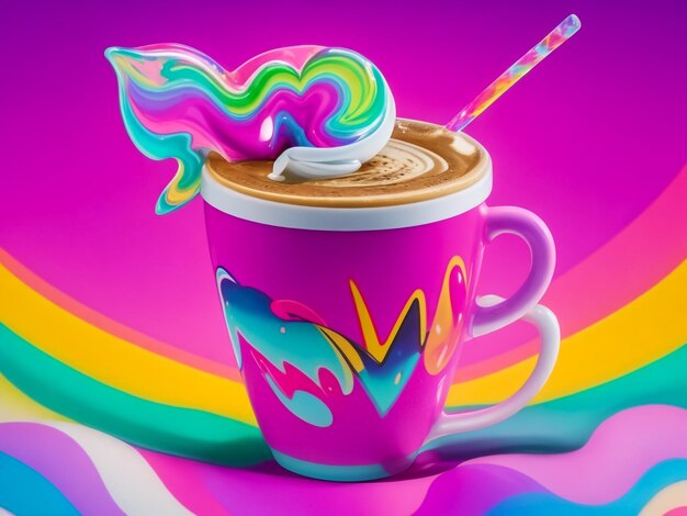 Tasse à café magique dans un style Lisa Frank