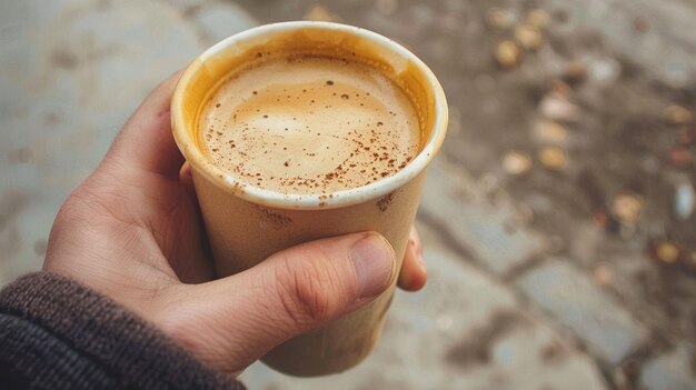 Une tasse de café à la main