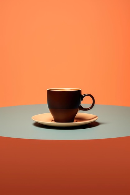 tasse à café marron et noire sur fond orange