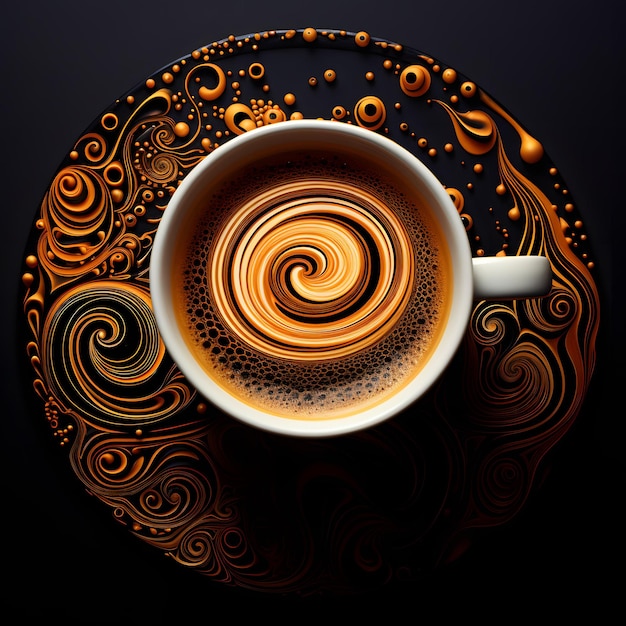Tasse de café avec un motif dans la boisson