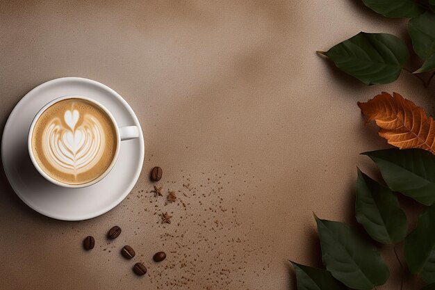 Photo une tasse de café avec un motif de feuille d'art latte