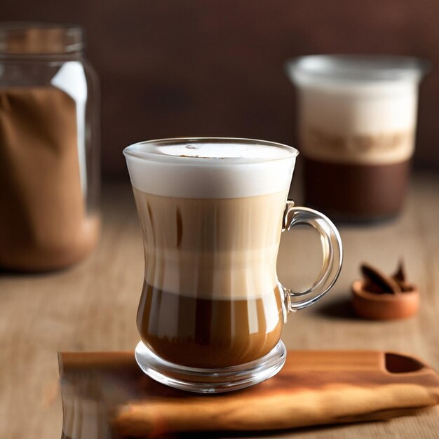 Une tasse de café avec de la mousse sur le dessus.