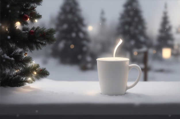 Photo une tasse de café à noël