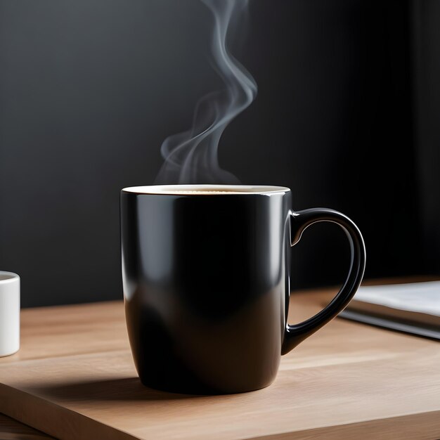 tasse de café noire avec fond