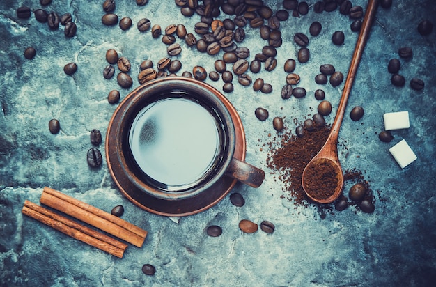 Tasse à café. Nourriture et boisson. Mise au point sélective.