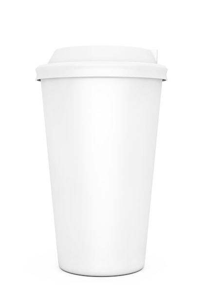 Tasse à café en papier sur fond blanc. Rendu 3D.