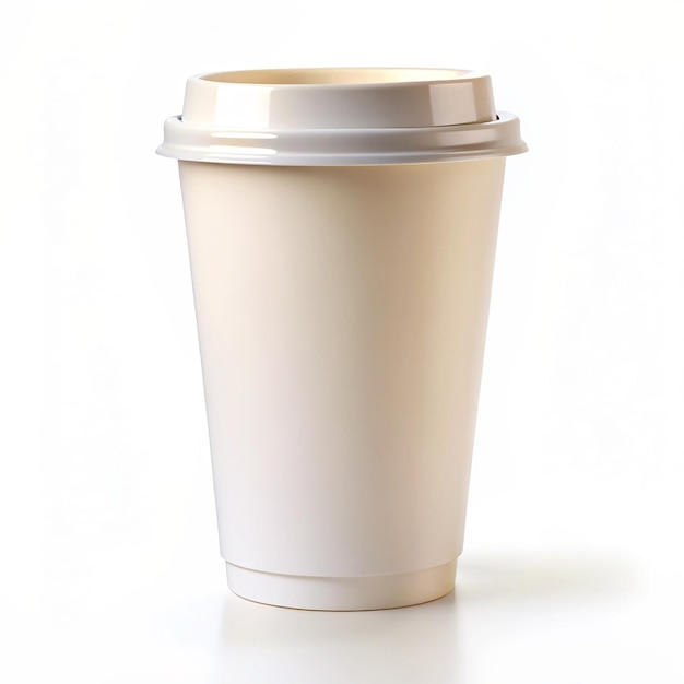 Une tasse de café en papier vide isolée sur un fond blanc