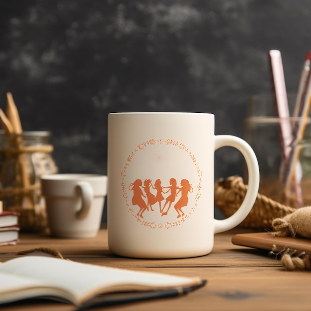 une tasse de café avec une photo des amis dessus