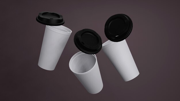 Tasse à café en plastique noir blanc