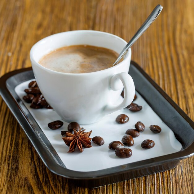 une tasse de café sur un plateau Ai généré