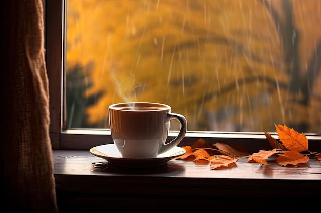 Une tasse de café sur un plateau avec une tasse de café.