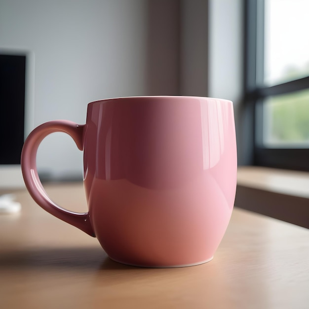 Photo une tasse de café rose