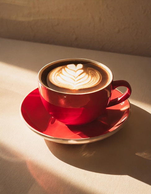 Photo une tasse de café rouge