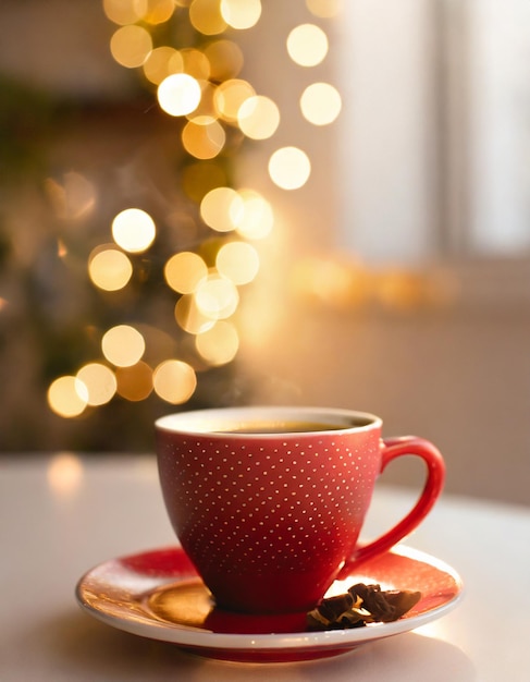 Photo une tasse de café rouge