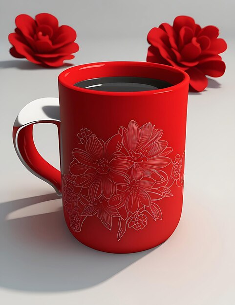 Une tasse de café rouge