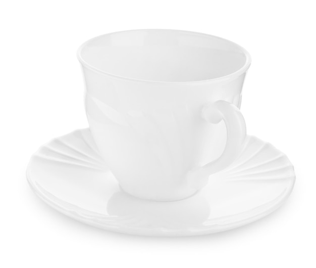 Tasse à café sur sauser isolé